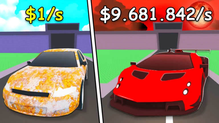 A high-speed car chase scene in a Roblox game