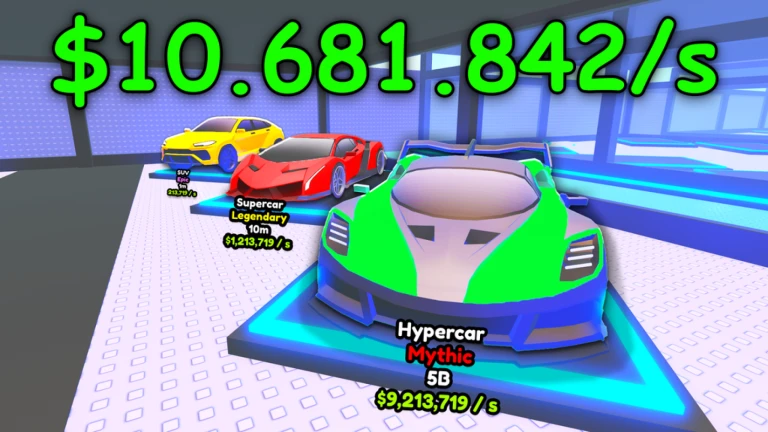 Player sneaking up to a parked sports car in Roblox